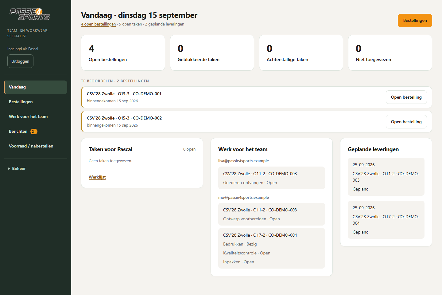 Scherm: Begin met overzicht over je bestellingen